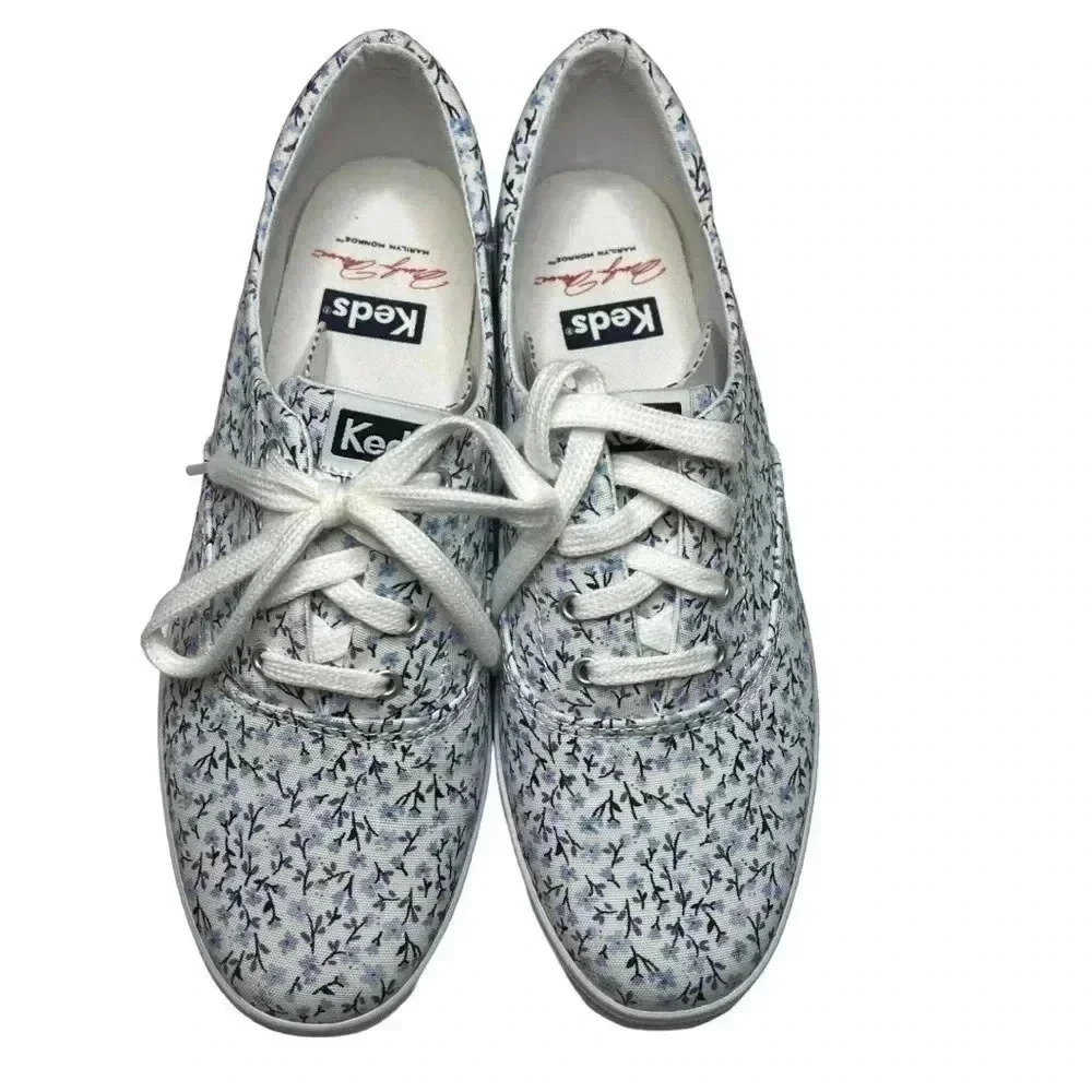 Keds Marilyn Monroe Crew Womens Sneakers•Size 7• Blue and White Floral•